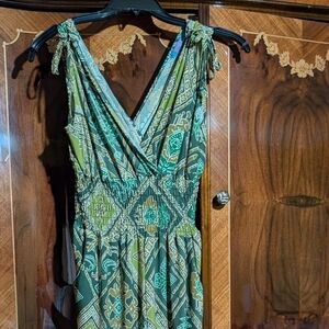 Green Patterned Jumpsuit